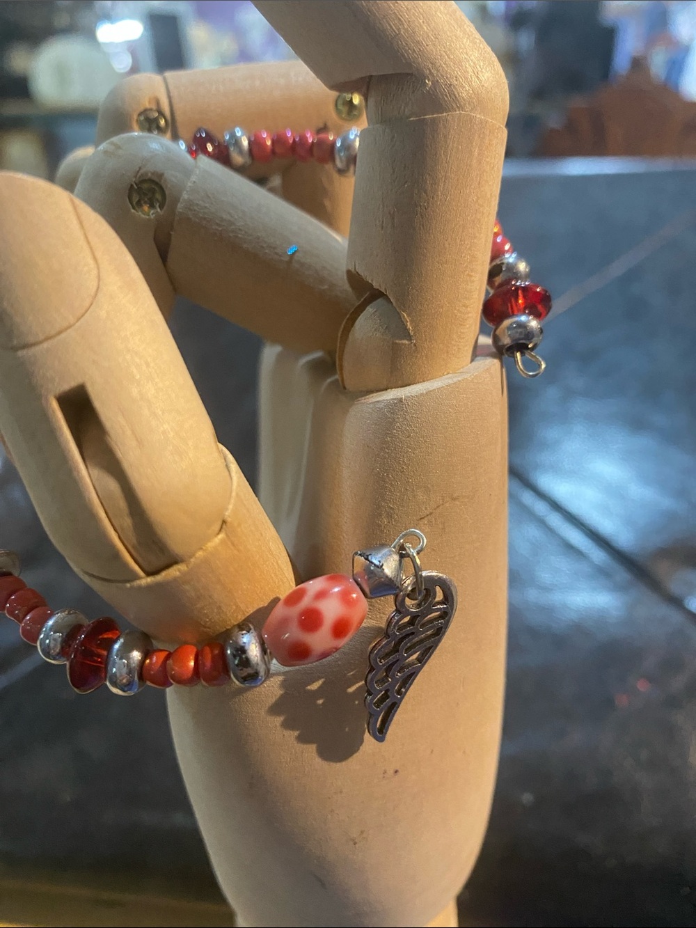 Memory Beaded Bracelet with Angel Wing Charm - Picture 3 of 3